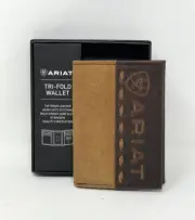 ARIAT CROCODILE EMBOSSED ROUGHOUT TRIFOLD WALLET