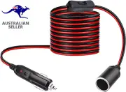 "Long 12V/24V Cigarette Lighter Extension Cable - 350Cm Male to Female LED Light