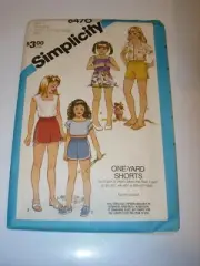 GIRLS CHILDS UNCUT SIMPLICITY 6470 SEWING PATTERN PULL ON SHORTS SIZE 8 10 12