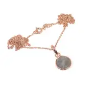 925 Solid Sterling Silver Rose Gold Cut Labradorite Chain Pendant-18.7 INCH p176