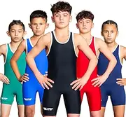 [Elite Sports] Kids Wrestling Youth Singlet, Standard Boys Wrestling Singlets, Black