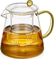 Glass Tea Pot with Infuser and Lid, 750ml/25 fl oz Glass Tea Kettle,High Borosilicate Clear Teapot Gas Stovetop Safe, Glass Teapot for Loose Tea and Blooming Tea Maker