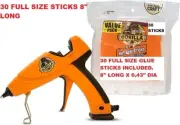 Gorilla Hot Glue Gun Mini Dual Temp And Hot Glue Sticks FULL SIZE 30 PC 8" LONG