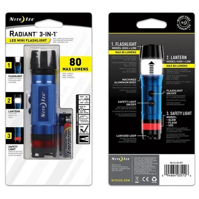 Nite Ize Radiant 3-in-1 LED Mini Flashlight (Blue)