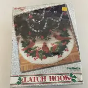 WonderArt Christmas Ornament Latch Hook Kit Rug 33” Tree Skirt Sealed