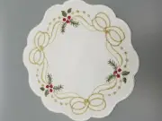 NEW Yesteryear Linen from Germany Holly Gold Thread Christmas Beautiful b25