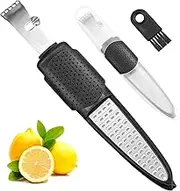 FLVDRBY Lemon Zester Tool, 4-in-1 Versatile Citrus & Vegetable Grater, Heavy Duty Stainless Steel with Black Handle