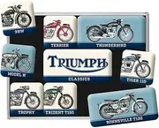Nostalgic-Art Triumph Model Chart Retro Fridge Magnets - Motorcycle Fans Gift Magnet Set for Magnetic Board - 9 Pack