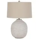 Signature Design by Ashley Jamon Single Ceramic Table Lamp in White & Beige