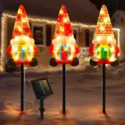 Set of 3 Solar Christmas Gnome Decorations, 8 Modes Solar Pathway Christmas S...