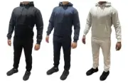 ID Mens Plain Hooded Tracksuit Jogging Fleece Bottoms Pullover Cotton Hoodie
