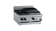 B+S Black Combination Two Open Burners & 300mm Char Broiler Bench Mounted LPG