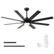 62 Inch Ceiling Fan With Lights and Remote,8 Black Wood Blades,Large Ceiling ...