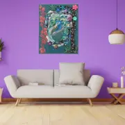 Decoupage Peacock Acrylic On Canvas Wall Art Painting & Mix Media Hand-Painted