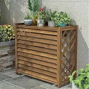 Wood Air Conditioner Cover for Outside Units,Ac Cover for Outside Unit,Split Air Conditioner Covers,Louvered Air Conditioning Rack Flower Stand,Pool Equipment Barrier Fence Trash Can Enclosure (Size