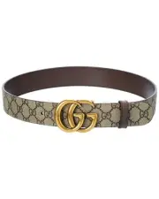 Gucci Gg Marmont Reversible Gg Supreme Canvas & Leather Belt Women's Brown 75