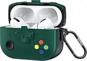 BEWZI for Airpods Pro 2 Case Cover Game Cartoon Style Pushbutton Switch Comes with 2 Hooks, Hard Protection Case for Airpods pro 2nd Generation Case (Deep Green)