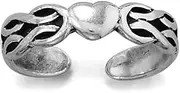 [JewelryWeb] 925 Sterling Silver Lovely Irish Claddagh Celtic Trinity Knot Heart toe ring Oxidized 17.7mm X 4.3mm-toe ring for Women