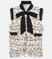 [Giambattista Valli] Giambattista Valli Fringed tweed jacket AU 10 white