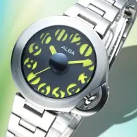 在飛比找momo購物網優惠-【ALBA】雅柏手錶 魔幻刻度炫時尚個性黑色面鍊帶女錶/AH