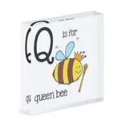 Letter Q Is For Queen Bee Acrylic Photo Block Frame Alphabet Animal