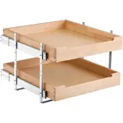 2Tier Pull Out Cabinet Organizer Soft Close Slideout Wood Drawer 17W x 21D