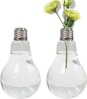 Desktop Glass Planter | Light Bulb Flower Vase | Transparent Air Plant Vase Modern Planter Bulb Vase for Modern Home Decoration Mumiao