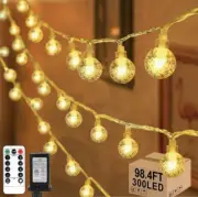 98.4ft 300LED Globe String Lights – IP44 Waterproof Outdoor Fairy Lights, New!