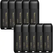 TEAMGROUP C175 32GB 10 Pack USB 3.2 Gen 1 (USB 3.1/3.0) Flash Thumb Drive, External Data Storage Memory Stick Compatible with Computer/Laptop Matte Black TC175332GB23