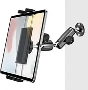 EXSHOW Tablet Wall Stand, [Drilled Screw Mounting] Sturdy Tablet Wall Mount with Extendable & Foldable Arm, Metal Kitchen Wall Holder for iPad 12.9 Air Mini, Galexy Tab/Z Fold, iPhone, 4-13" Tablet
