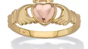 SOLID 10K YELLOW AND ROSE GOLD CLADDAGH RING SIZE 6 7 8 9 10