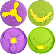 Dog Flying Discs Detachable 2 in 1 Multifunctional Dog Flyer Toys, Soft Lightweight Dog Catch and Fetch Toys for Medium Large Dogs (Green+Purple, One Size)