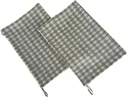 Eight Owls Stonewashed Linen Kitchen Dish Towels - 20 x 27 inch – 100% Pure Linen Tea Towel/Hand Towel - Set of 2 (Natural Check)