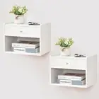 BWEISHOME Wall Mounted Nightstand Set of 2, White Floating Night Stand with Draw