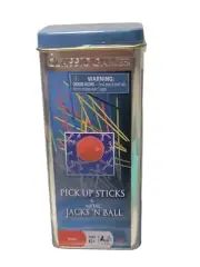 PICK-UP-STICKS & METAL JACKS 'N BALL in Blue Tin Cardinal Vintage, NEW