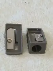 2 × Vintage •MADE IN GERMANY Gray • Plastic • COSMETIC PENCIL SHARPENER