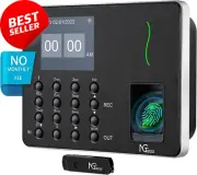 Fingerprint Time Clock Machine - Employee Attendance, LAN/WiFi, No Monthly Fees