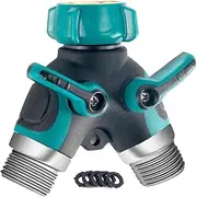 3/4" Garden Tap Hose Splitter, 2-Way Y Connector Hose Adapter with Dual Valves