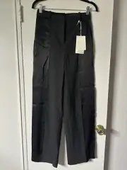 COS Women’s Satin Paneled Wool Tuxedo Pants / Black / Size 4 / New With Tags