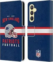 Head Case Designs Officially Licensed NFL Helmet Typography New England Patriots Graphics Leather Book Wallet Case Cover Compatible with Samsung Galaxy S23 FE 5G