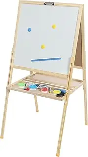 Height Adjustable Wooden Easel for Kids, Art Easel, Kids Easel, Easel for Toddler, Double Sided Kids Easel with Whiteboard & Chalkboard Standing Easel (Wood Color, 35.4-61 Inch Height)