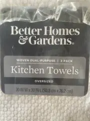 Better Homes & Gardens Oversized Kitchen Towels Set 2 Terry Reverse White/Yellow