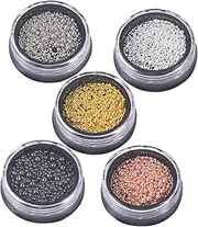 PACKOVE 5Sets Nail Art Beads Kit Premium Metal Steel Decorations for DIY Manicure Elegant Nail Supplies for Present for Nail Art Enthusiasts