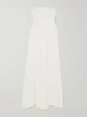 [ESSE Studios] ESSE Studios - Aire Strapless Ponte And Linen And Silk-blend Midi Dress - White - UK 6 UK 6 White