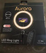 Led Ring Light with Tri-Pod and Phone Holder Aurora Pro Streamer YouTube 10 inch