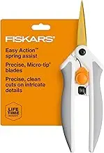 Fiskars Easy Action Micro-Tip Titanium Scissors, Sharp blades for Cutting Precision and Angles, SoftGrip Assited Handle