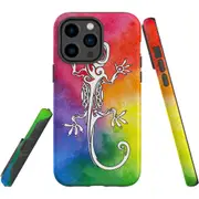 For iPhone 14 Pro Max Case Tough Protective Cover, Rainbow Lizard
