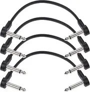 AC-8 Guitar Effect Pedal Flat Patch Cables 6 Inch Length with 1/4 Inch Right Angle Connectors Patch Cable Kit 4 Packs ALKOY