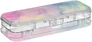 Yoogain Tie-dye Colorful Plastic Pencils Box Clear Double Layer Penscases For School With Snap-Tight Lid