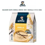 QUAKER 3-in-1 Oat Cereal Drink Vanilla Flavour 15 Sachets x 28g (420g)